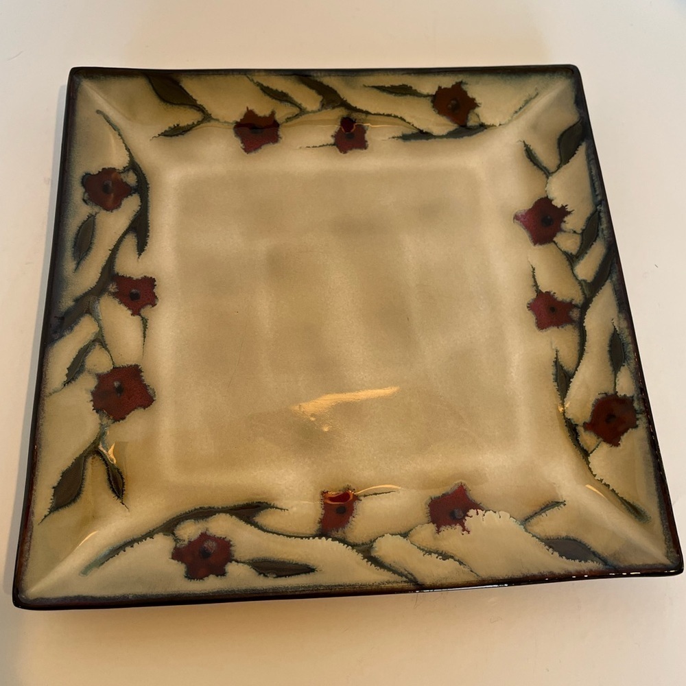 Mikasa Gourmet Basics Large Square Plate in Desert Bloom pattern.
